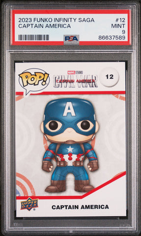 2023 UPPER DECK FUNKO POP MARVEL  CAPTAIN AMERICA  #12  PSA 9 (Online Order Only)