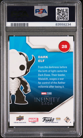 2023 UPPER DECK FUNKO POP MARVEL  DARK ELF PLATINUM #28  PSA 10 (Online Order Only)
