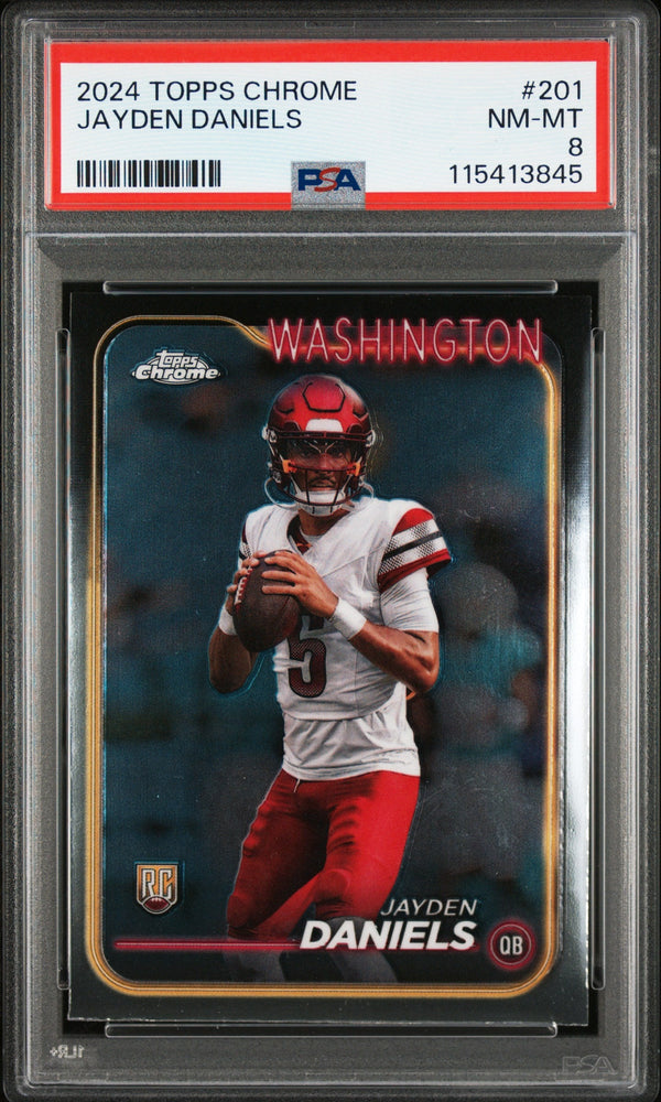 Graded 2024 Topps Chrome Jayden Daniels #201 Rookie RC Football Card PSA 8 Near Mint (ONLINE ORDER ONLY)
