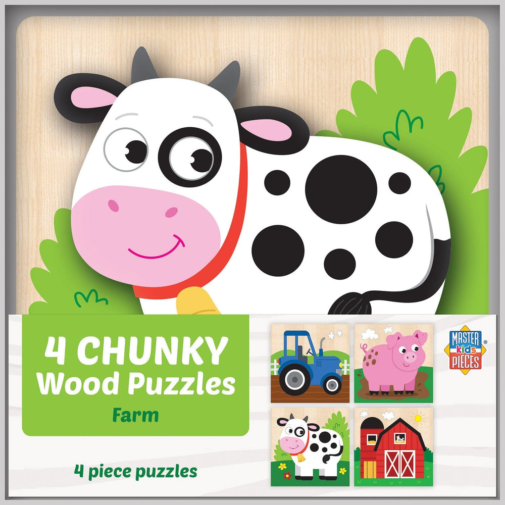 Farm Chunky Wood Puzzles - Kids 4-Pack