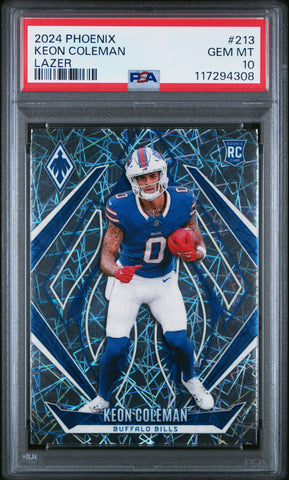 Graded 2024 Panini Phoenix Keon Coleman #213 Lazer Rookie RC Football Card PSA 10 Gem Mint (ONLINE ORDER ONLY)