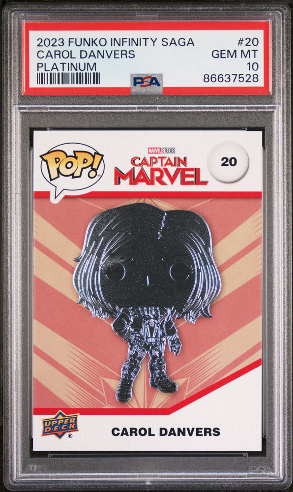 2023 UPPER DECK FUNKO POP MARVEL  CAROL DANVERS PLATINUM #20  PSA 10 (Online Order Only)
