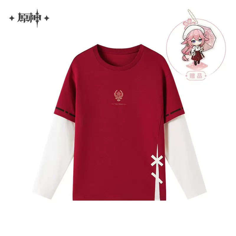 Yae Miko Impression Series Patchwork Long-Sleeved T-shirt (ONLINE ORDER ONLY)