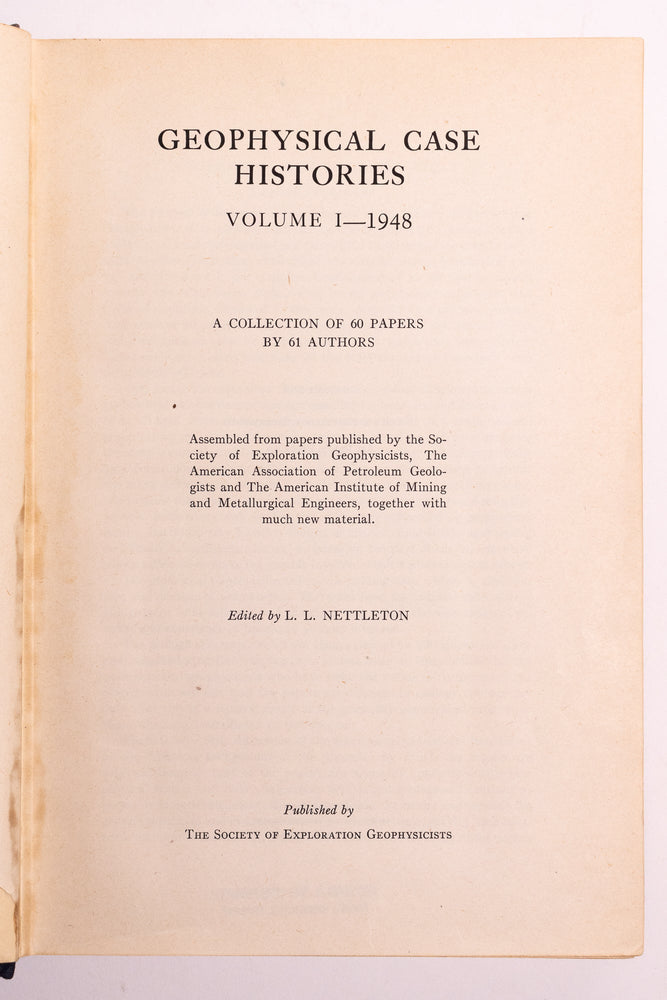 Geophysical Case Histories Vol. l (ONLINE ORDER ONLY)