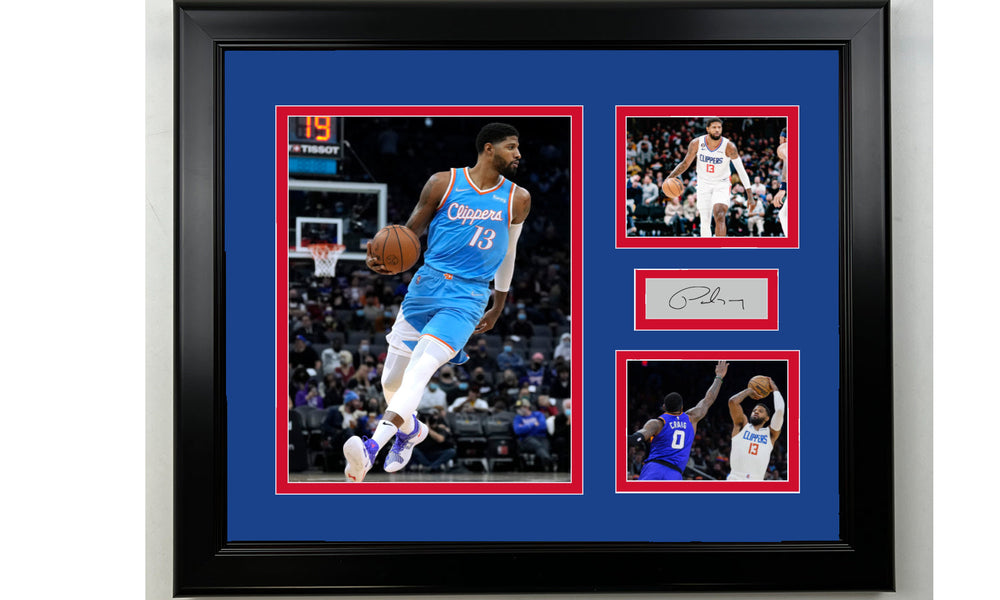 Framed Paul George Los Angeles Clippers Facsimile Laser Engraved Signature Basketball 14x11 3 Photo Collage (ONLINE ORDER ONLY)