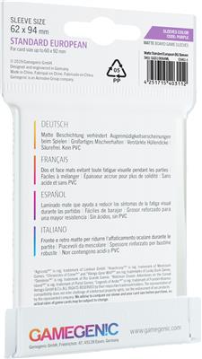 Gamegenic MATTE Sleeves: Standard European (62 x 94 mm) (ONLINE ORDER ONLY)