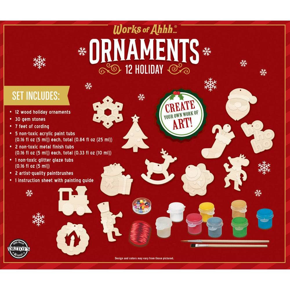 12 Holiday Ornaments Wood Craft & Paint Kit (ONLINE ORDER ONLY)