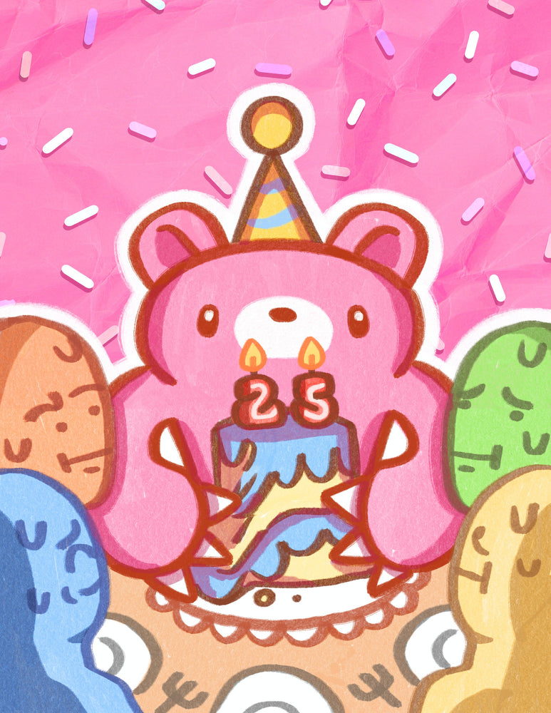 Wen Neale - Gloomy's 25th Anniversary Party - Art Print - Gloomy Bear Exhibition (ONLINE ORDER ONLY)