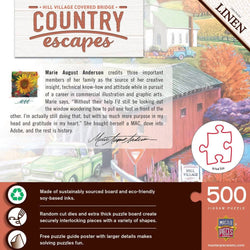 Country Escapes - Hill Village Covered Bridge 500 Piece Jigsaw Puzzle (ONLINE ORDER ONLY)