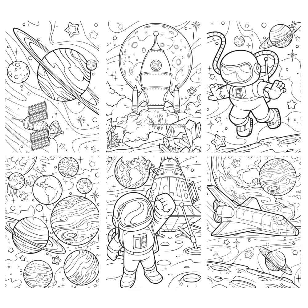 Space Explorers Coloring Puzzles 6-Pack - 48 Piece Puzzles