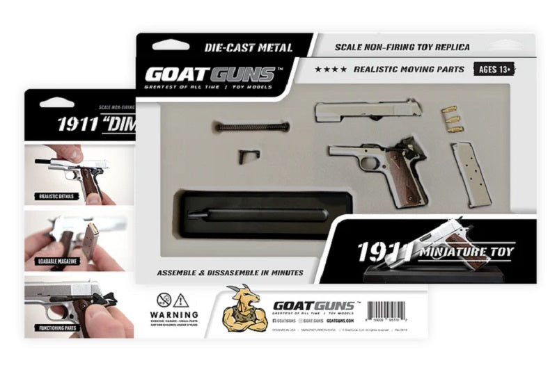 GoatGuns Die Cast 1/2.5 Scale 1911 Model Hand Gun, Silver 1911-SILVER (ONLINE ORDER ONLY)