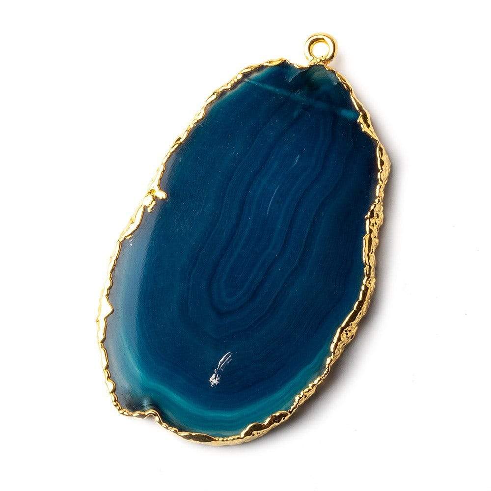 Gold Leafed Aegean Blue Agate Focal Pendant 1 piece 50x32x3mm (ONLINE ORDER ONLY)