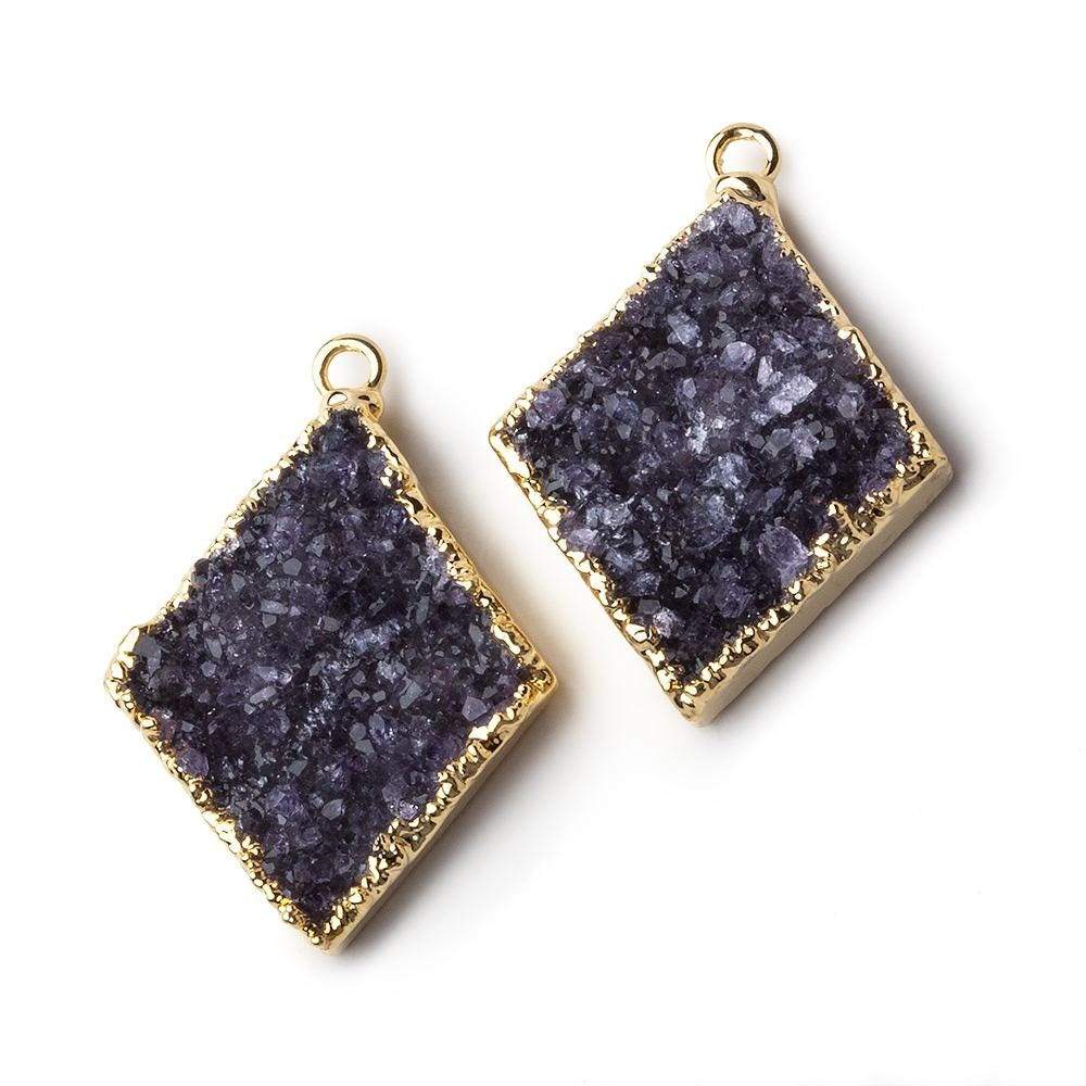 Gold Leafed Amethyst Kite Drusy Pendant Set of 2 pieces 27x23x6mm  A Grade (ONLINE ORDER ONLY)