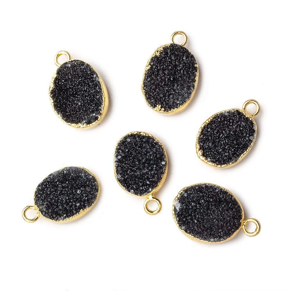Gold Leafed Black Agate Drusy Oval Pendant 1 focal bead 11x8mm (ONLINE ORDER ONLY)