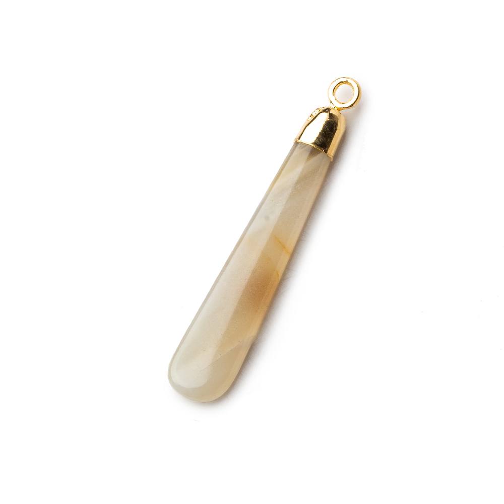 Gold Leafed Champagne Banded Agate Pear Pendant 1 focal bead 35x7mm (ONLINE ORDER ONLY)