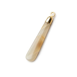 Gold Leafed Champagne Banded Agate Pear Pendant 1 focal bead 35x7mm (ONLINE ORDER ONLY)