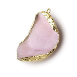 Gold Leafed Cotton Candy Pink Concave Drusy Pendant 1 focal bead 35x26x15mm  A Grade (ONLINE ORDER ONLY)