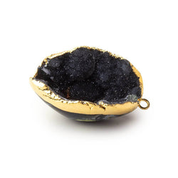 Gold Leafed Crevasse Black Concave Drusy Pendant 1 focal bead 30x21x16mm  A Grade (ONLINE ORDER ONLY)