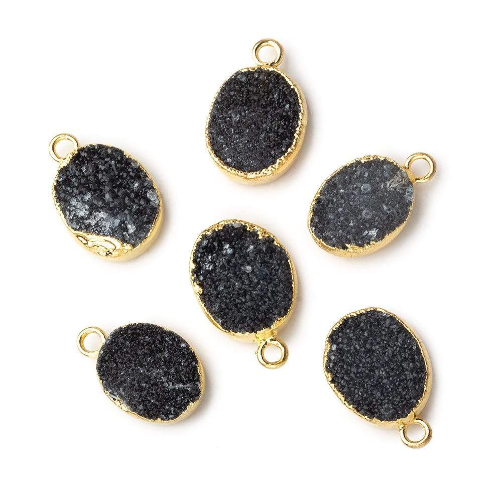 Gold Leafed Dark Grey Agate Drusy Oval Pendant 1 focal bead 11x8mm (ONLINE ORDER ONLY)