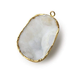 Gold Leafed Drift White Concave Drusy Pendant 1 focal bead 36x27x12mm  A Grade (ONLINE ORDER ONLY)