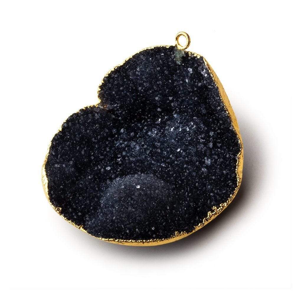 Gold Leafed Grey Black Concave Drusy Pendant 1 focal bead 40x37x13mm  A Grade (ONLINE ORDER ONLY)