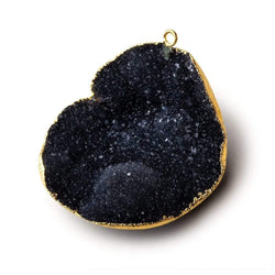 Gold Leafed Grey Black Concave Drusy Pendant 1 focal bead 40x37x13mm  A Grade (ONLINE ORDER ONLY)