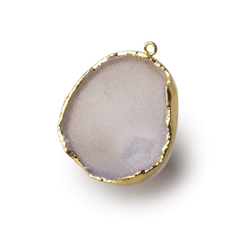 Gold Leafed Heavenly Pink Concave Drusy Pendant 1 focal bead 33x31x16mm  A Grade (ONLINE ORDER ONLY)