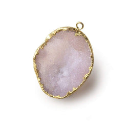 Gold Leafed Iced Pink Concave Drusy Pendant 1 focal bead 32x26x11mm  A Grade (ONLINE ORDER ONLY)