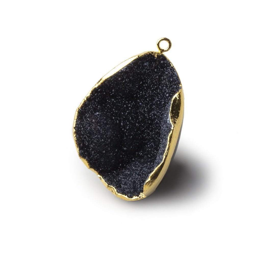 Gold Leafed Ink Black Concave Drusy Pendant 1 focal bead 34x24x18mm  A Grade (ONLINE ORDER ONLY)