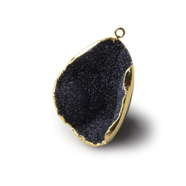 Gold Leafed Ink Black Concave Drusy Pendant 1 focal bead 34x24x18mm  A Grade (ONLINE ORDER ONLY)