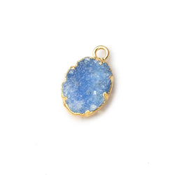 Gold Leafed Light Grey Blue Agate Drusy Oval Pendant 1 focal bead 11x8mm (ONLINE ORDER ONLY)