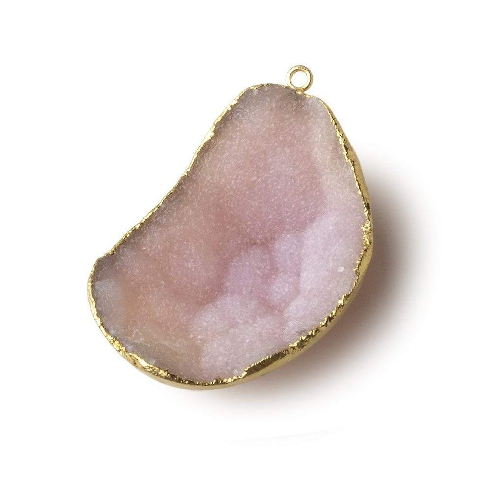 Gold Leafed Lilac Pink Concave Drusy Pendant 1 focal bead 40x29x12mm  A Grade (ONLINE ORDER ONLY)