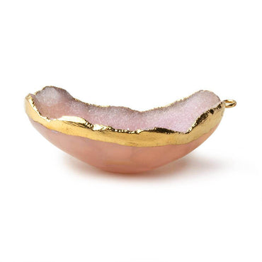 Gold Leafed Lilac Pink Concave Drusy Pendant 1 focal bead 40x29x12mm  A Grade (ONLINE ORDER ONLY)