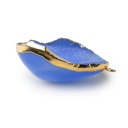 Gold Leafed London Blue Concave Drusy Pendant 1 focal bead 32x27x13mm  A Grade (ONLINE ORDER ONLY)