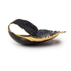 Gold Leafed Midnight Sky Black Concave Drusy Pendant 1 focal bead 32x29x10mm  A Grade (ONLINE ORDER ONLY)