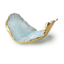 Gold Leafed Pale Sky Blue Concave Drusy Pendant 1 focal bead 34x26x14mm  A Grade (ONLINE ORDER ONLY)