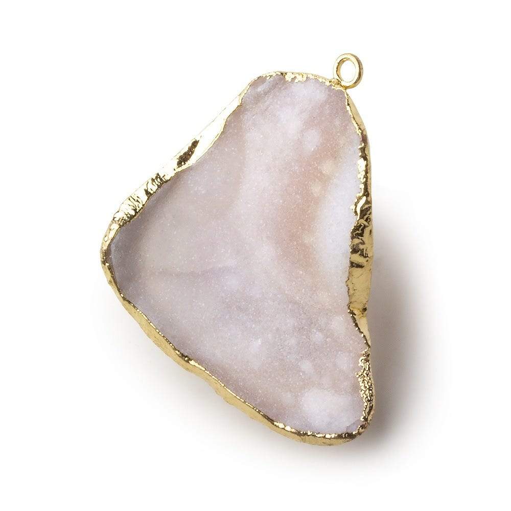 Gold Leafed Pink Drift Concave Drusy Pendant 1 focal bead 31x31x10mm  A Grade (ONLINE ORDER ONLY)