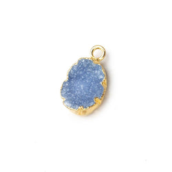 Gold Leafed Santorini Blue Agate Drusy Oval Pendant 1 focal bead 11x8mm (ONLINE ORDER ONLY)