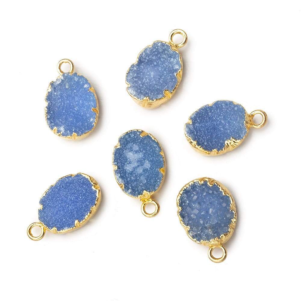 Gold Leafed Santorini Blue Agate Drusy Oval Pendant 1 focal bead 11x8mm (ONLINE ORDER ONLY)
