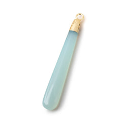 Gold Leafed Seafoam Blue Chalcedony pear Pendant 1 focal bead 40x6mm (ONLINE ORDER ONLY)