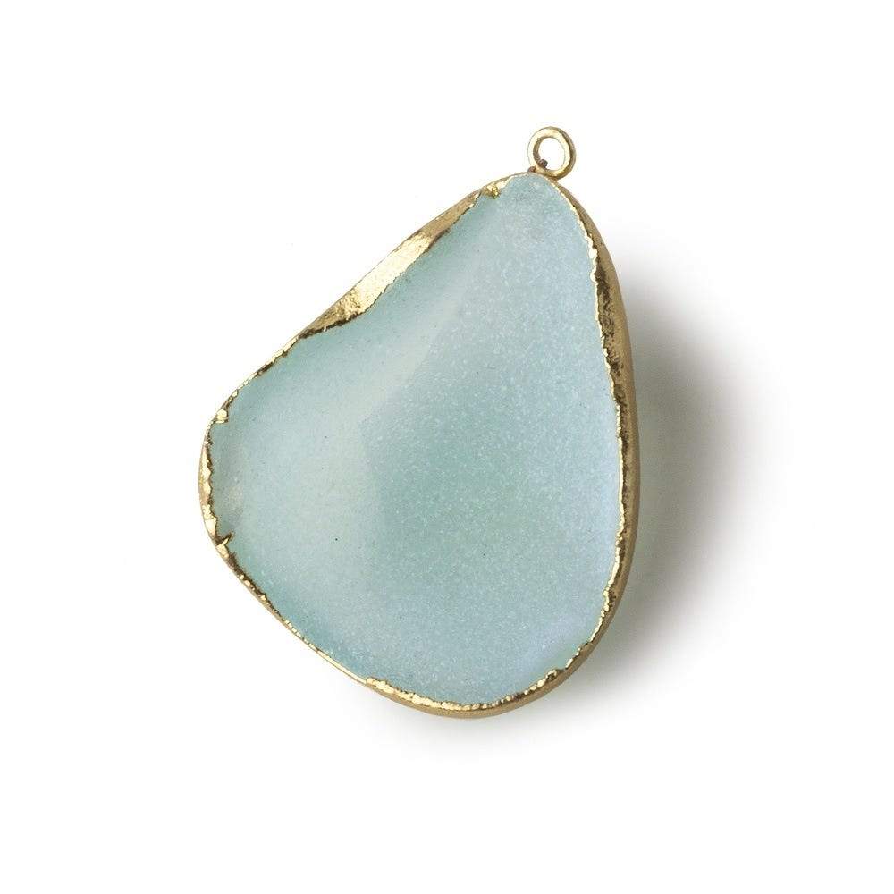 Gold Leafed Seafoam Green Concave Drusy Pendant 1 focal bead 34x29x14mm  A Grade (ONLINE ORDER ONLY)