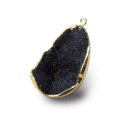 Gold Leafed Shimm  A Gradeering Black Concave Drusy Pendant 1 focal bead 33x23x16mm  A Grade (ONLINE ORDER ONLY)
