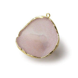 Gold Leafed Sunrise Pink Concave Drusy Pendant 1 focal bead 32x33x20mm  A Grade (ONLINE ORDER ONLY)