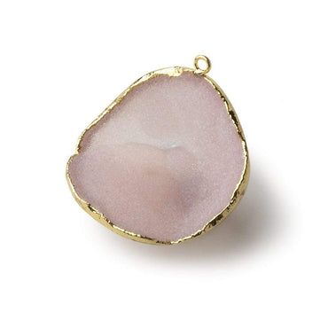 Gold Leafed Sunrise Pink Concave Drusy Pendant 1 focal bead 32x33x20mm  A Grade (ONLINE ORDER ONLY)