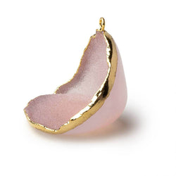 Gold Leafed Sunrise Pink Concave Drusy Pendant 1 focal bead 32x33x20mm  A Grade (ONLINE ORDER ONLY)