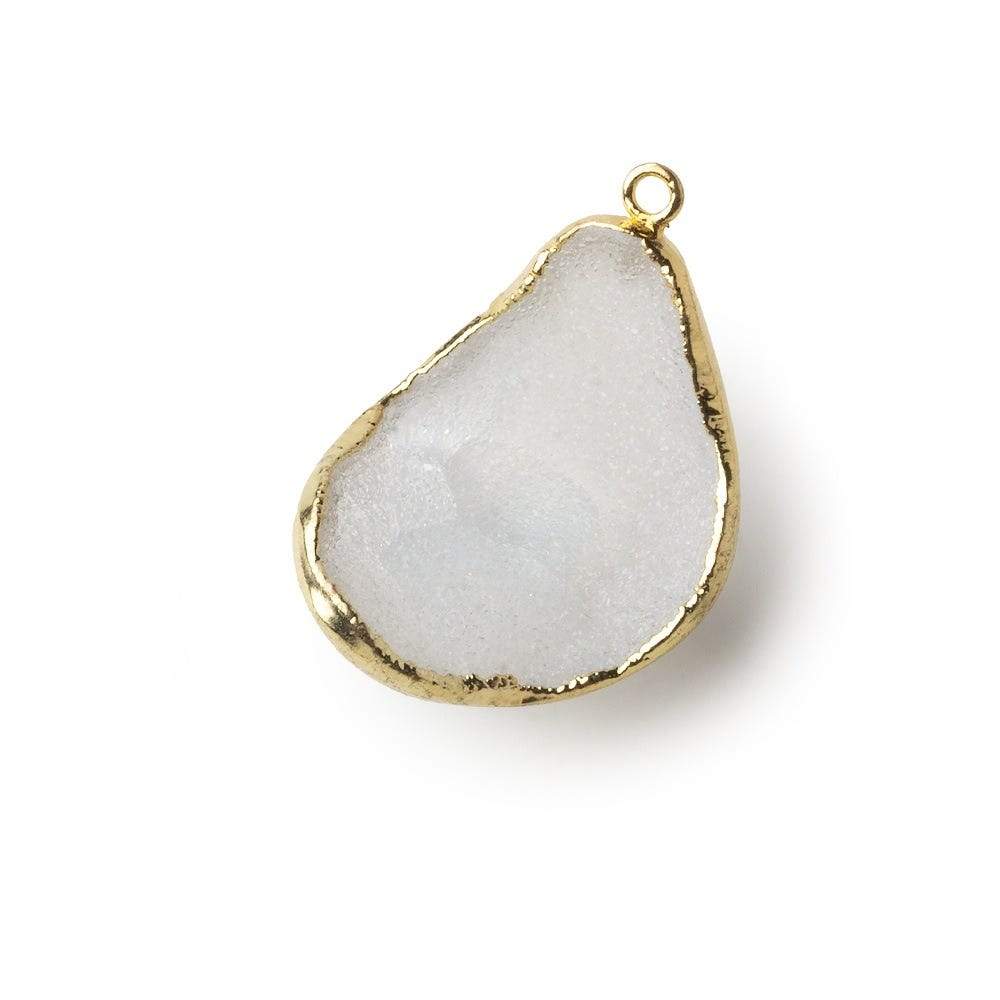 Gold Leafed Translucent White Concave Drusy Pendant 1 focal bead 29x22x19mm  A Grade (ONLINE ORDER ONLY)