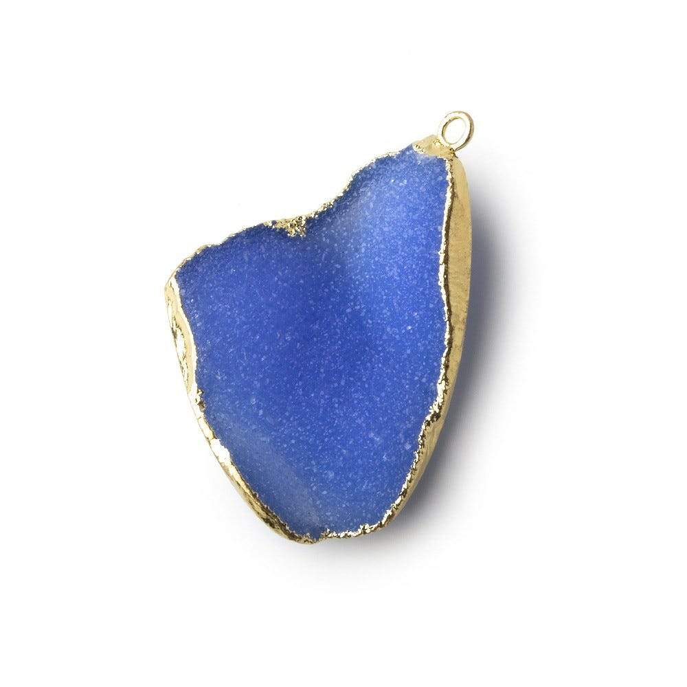 Gold Leafed Ultramarine Blue Concave Drusy Pendant 1 focal bead 34x25x8mm  A Grade (ONLINE ORDER ONLY)