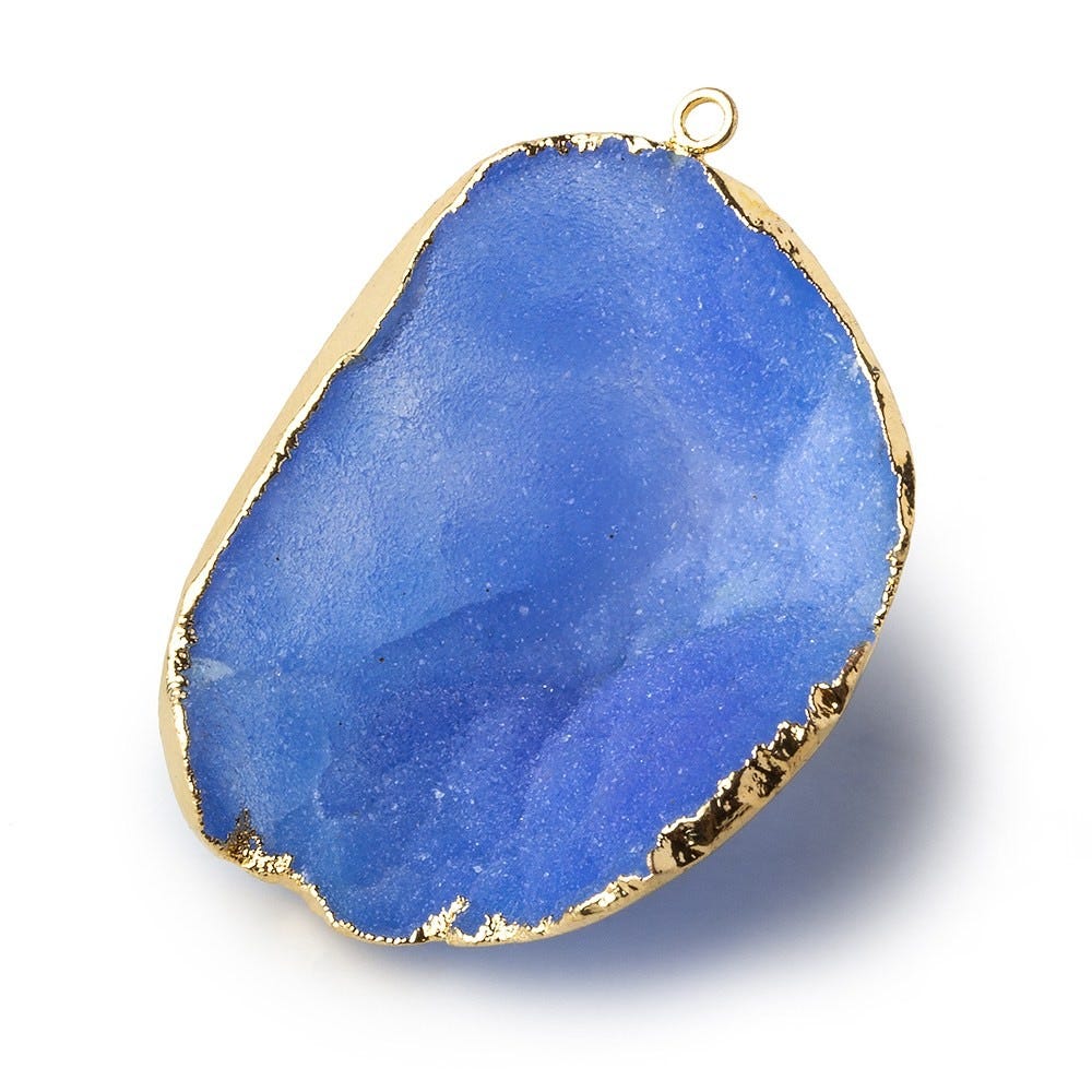 Gold Leafed Ultramarine Blue Concave Drusy Pendant 1 focal bead 42x34x18mm  A Grade (ONLINE ORDER ONLY)