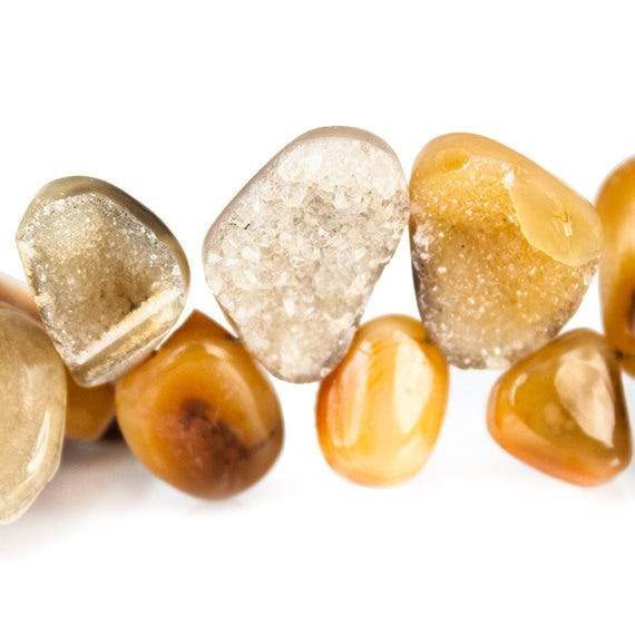 Golden and Brown Agate Drusy Free Shape Strand 27 beads 6.5 inch (ONLINE ORDER ONLY)