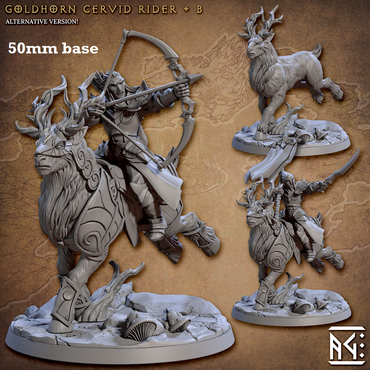 Goldhorn Cervid Riders: Sculpt B (High Elf Calvary Unit) (Online Order Only)